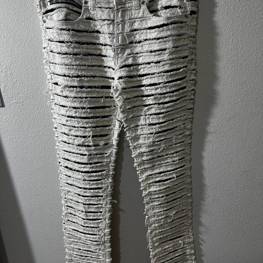Rockstar Original Flare Denim Jeans Women 26 White Black Distressed Frayed Edgy